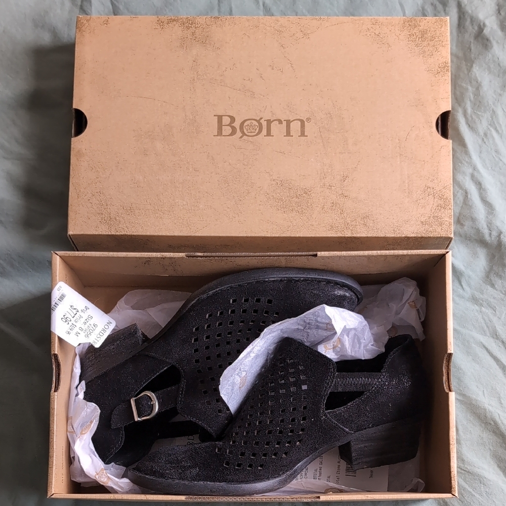 Born Black Perforated Heeled Sandals
